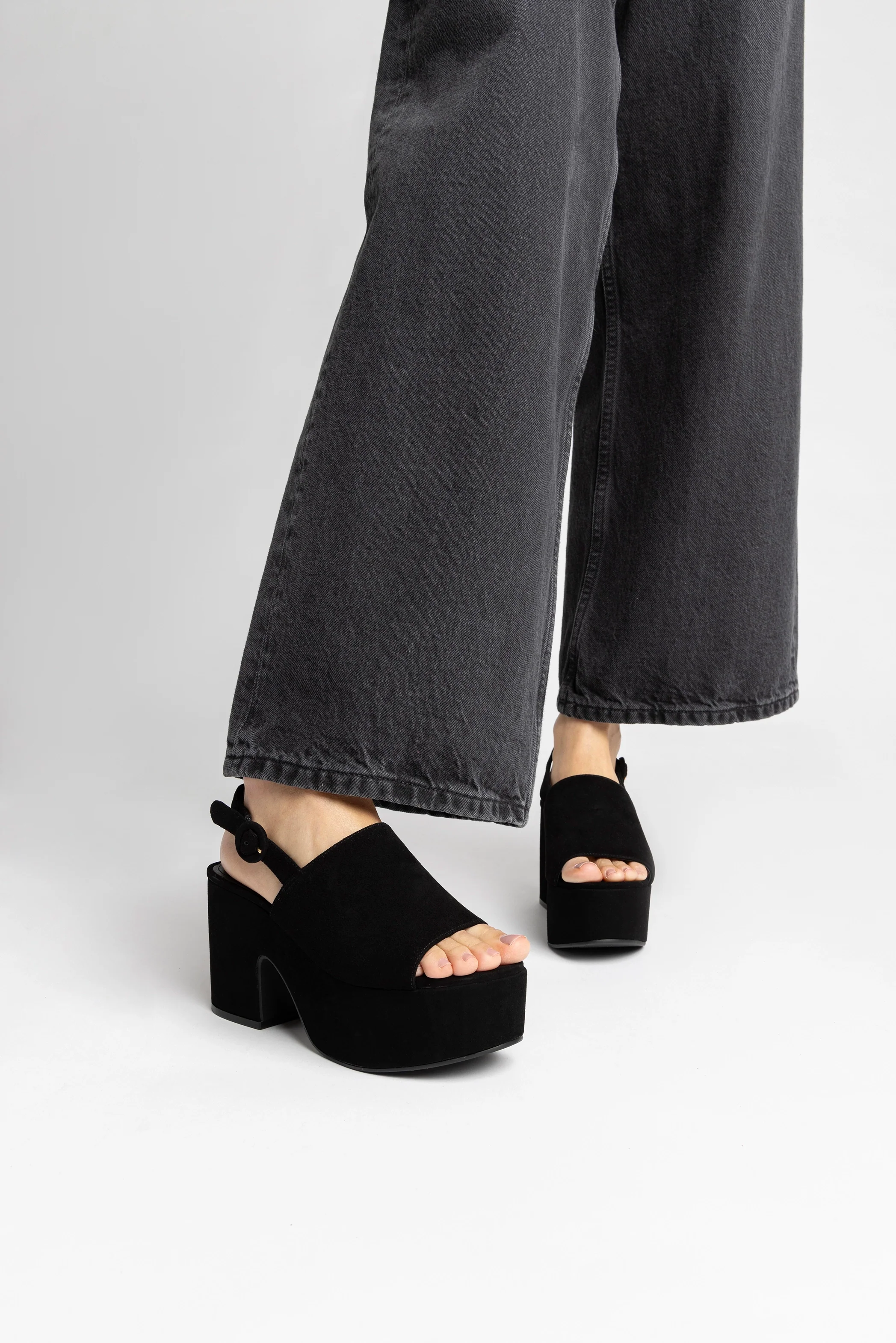 Miso Platform Sandal In Black Suede