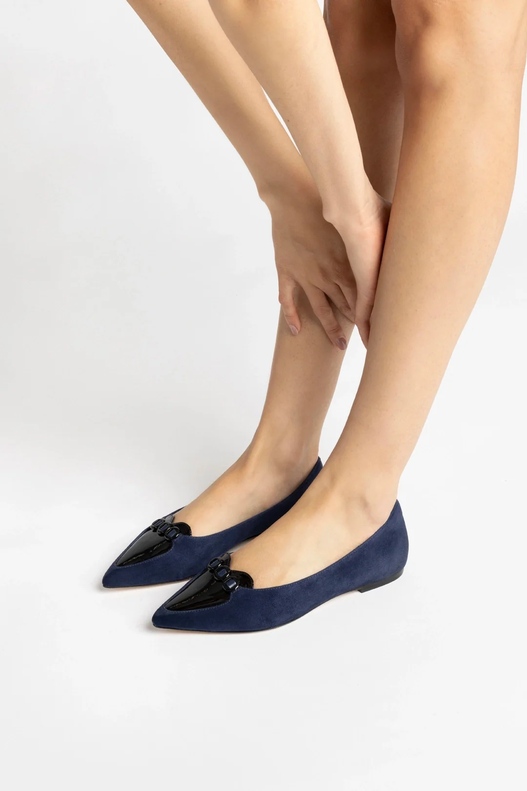 Audrey Flat In Navy Suede