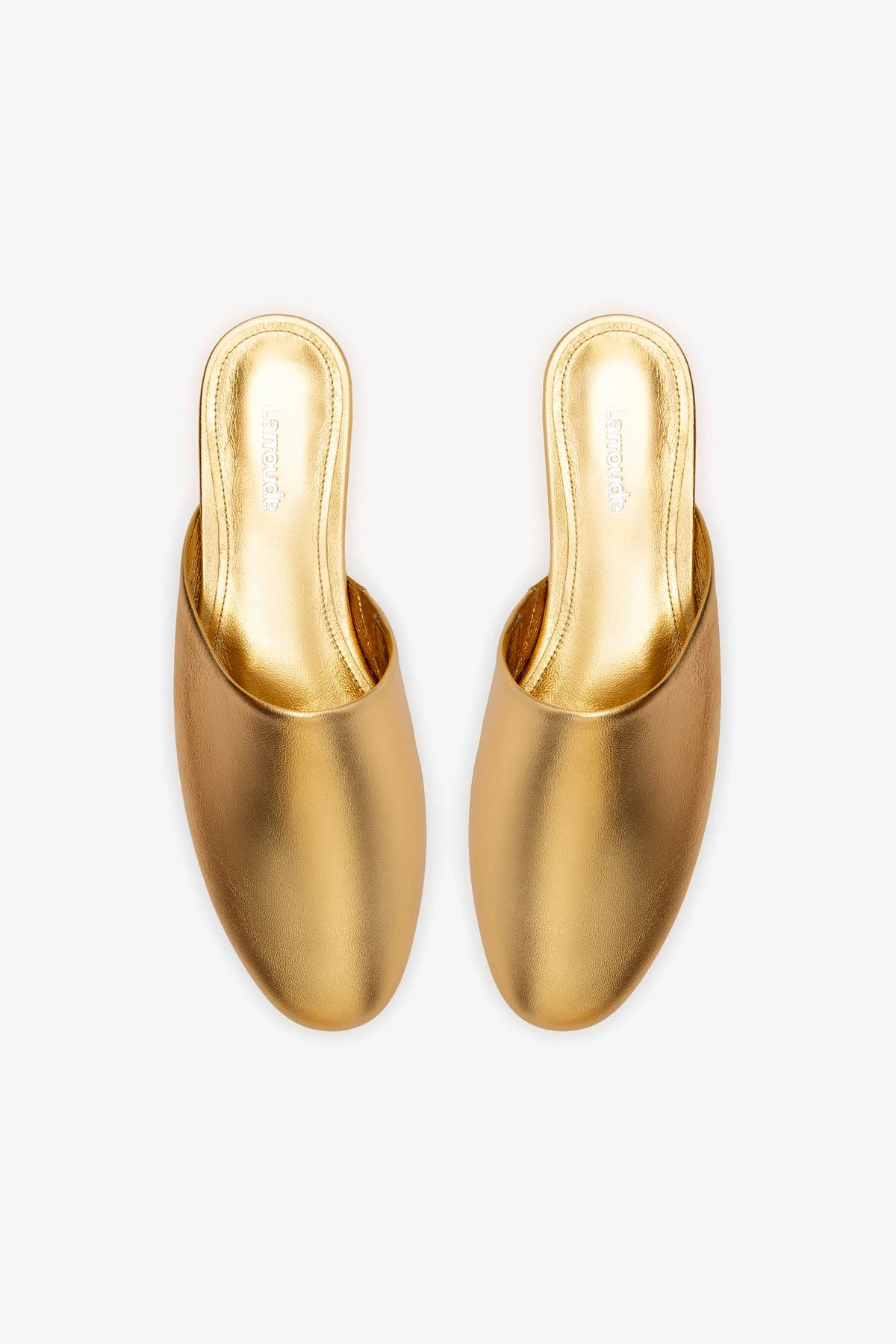 Venice Flat Mule and Pouch Kit In Gold Metallic Leather