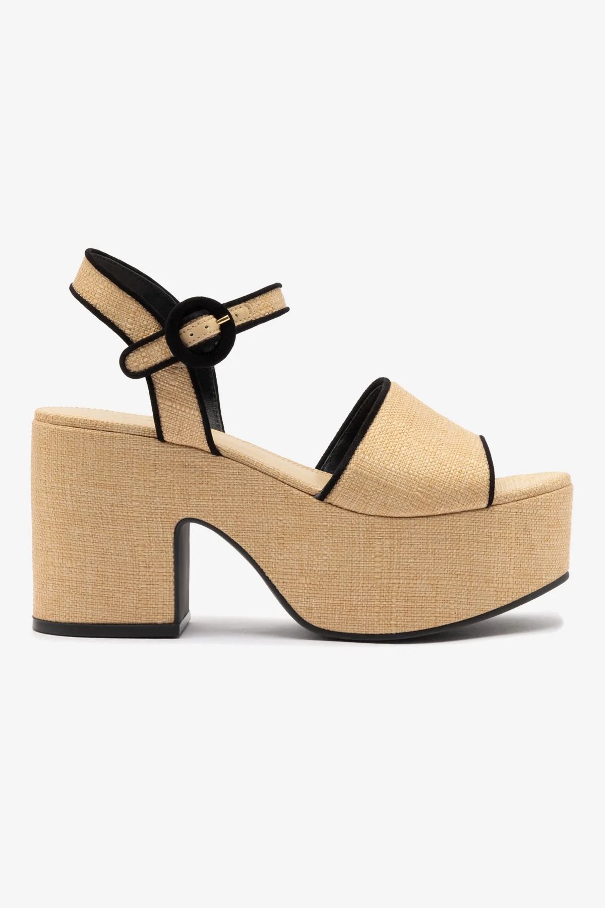 Miso Sandal In Beige Raffia and Black Trimming