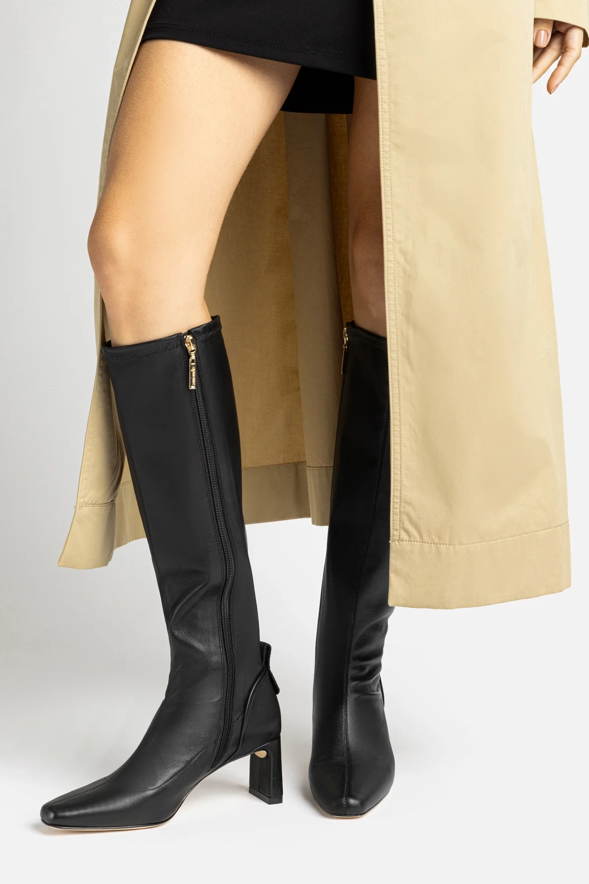 Alexis Hi Boot In Black Stretch Leather