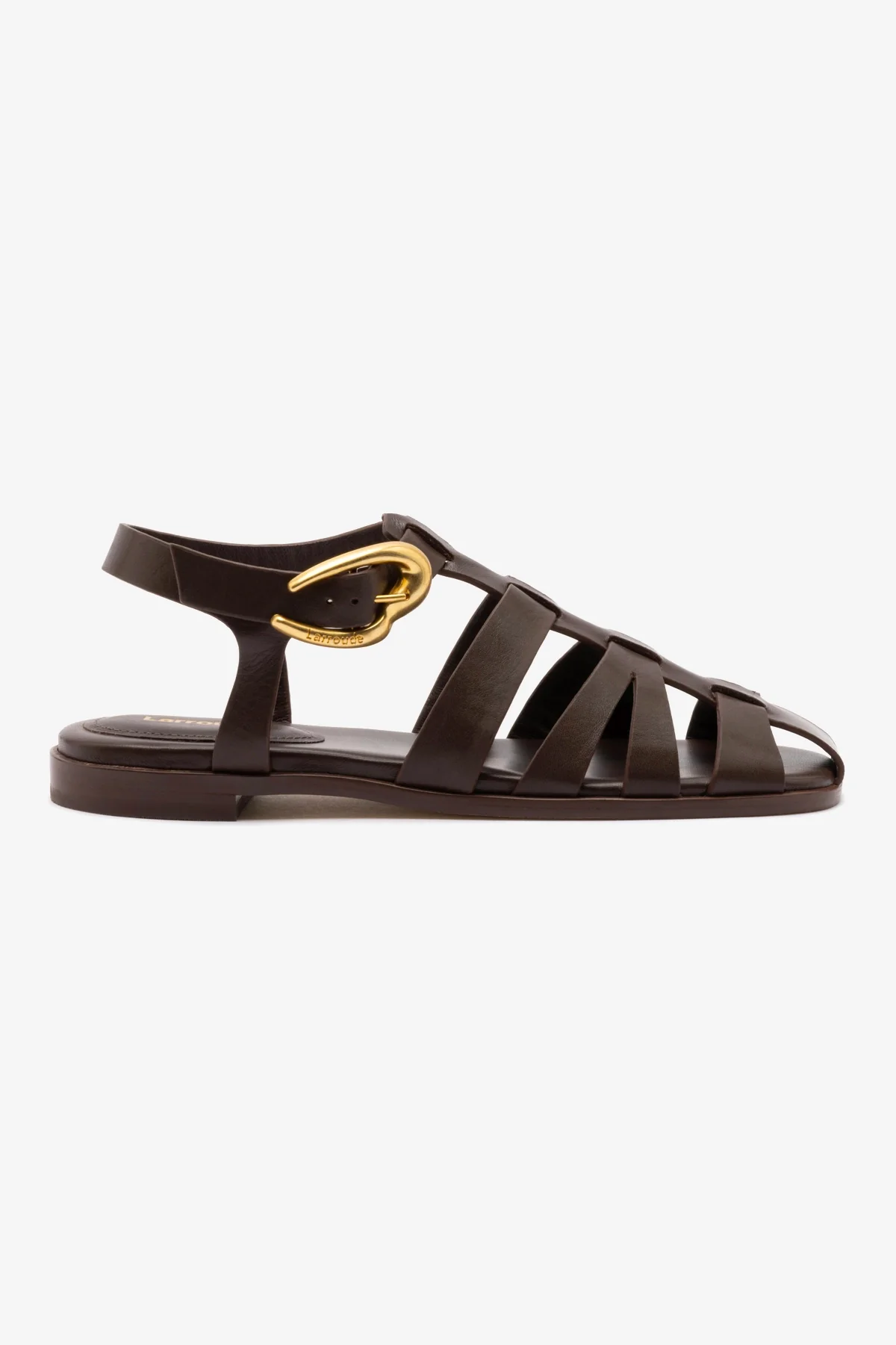 Stevie Flat Sandal In Brown Leather