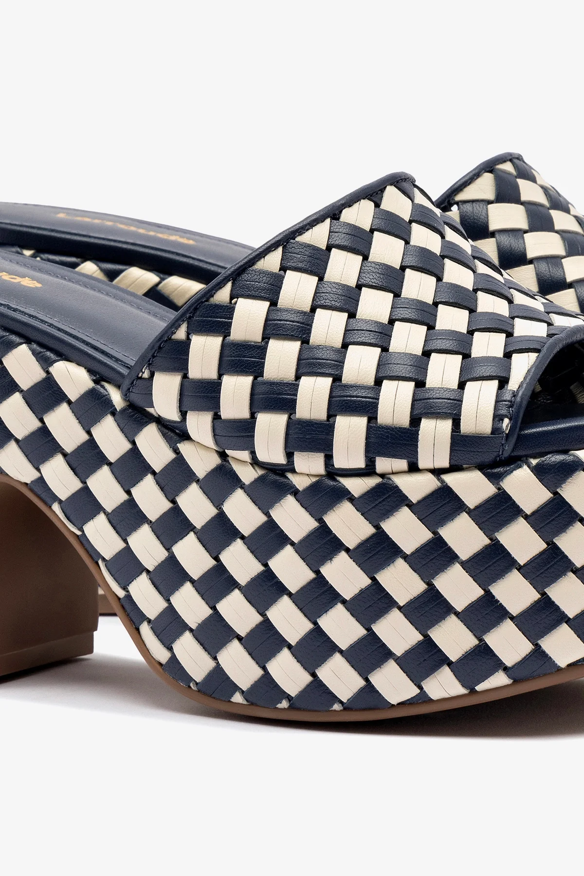 Miso Platform Sandal In Navy and Ivory Leather