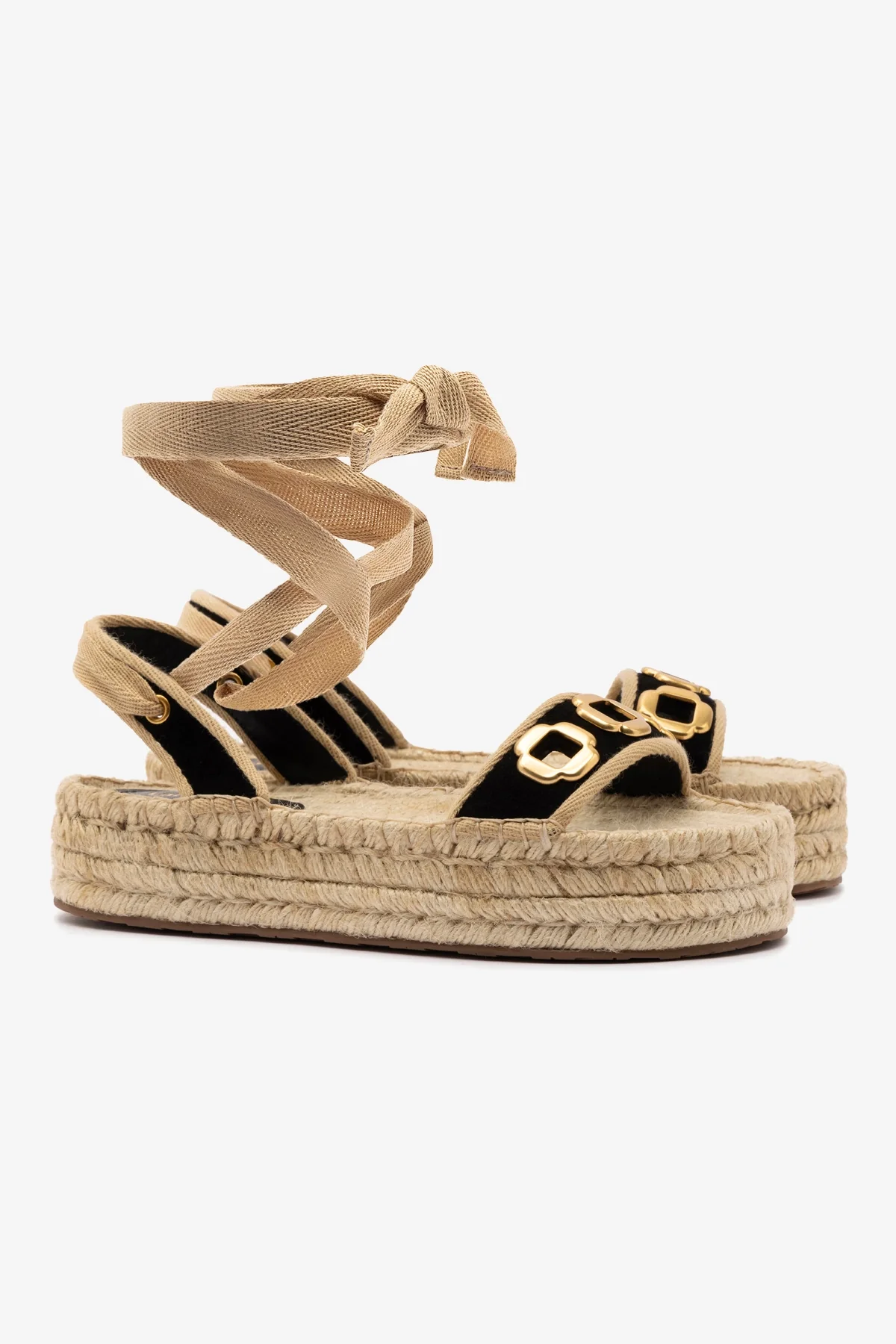 Milan Espadrille Flatform In Black Suede