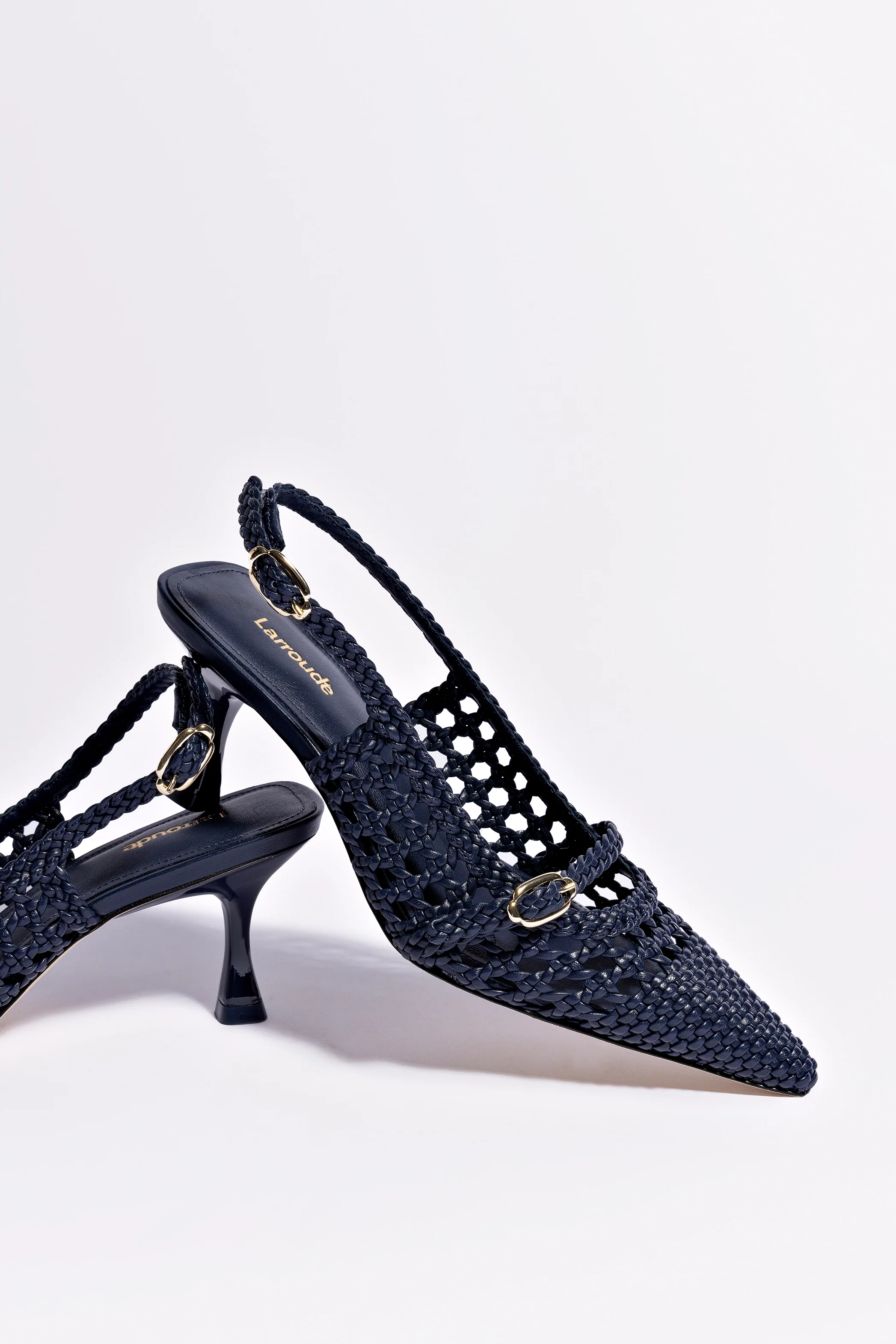 Ines Macrame Pump In Navy Leather