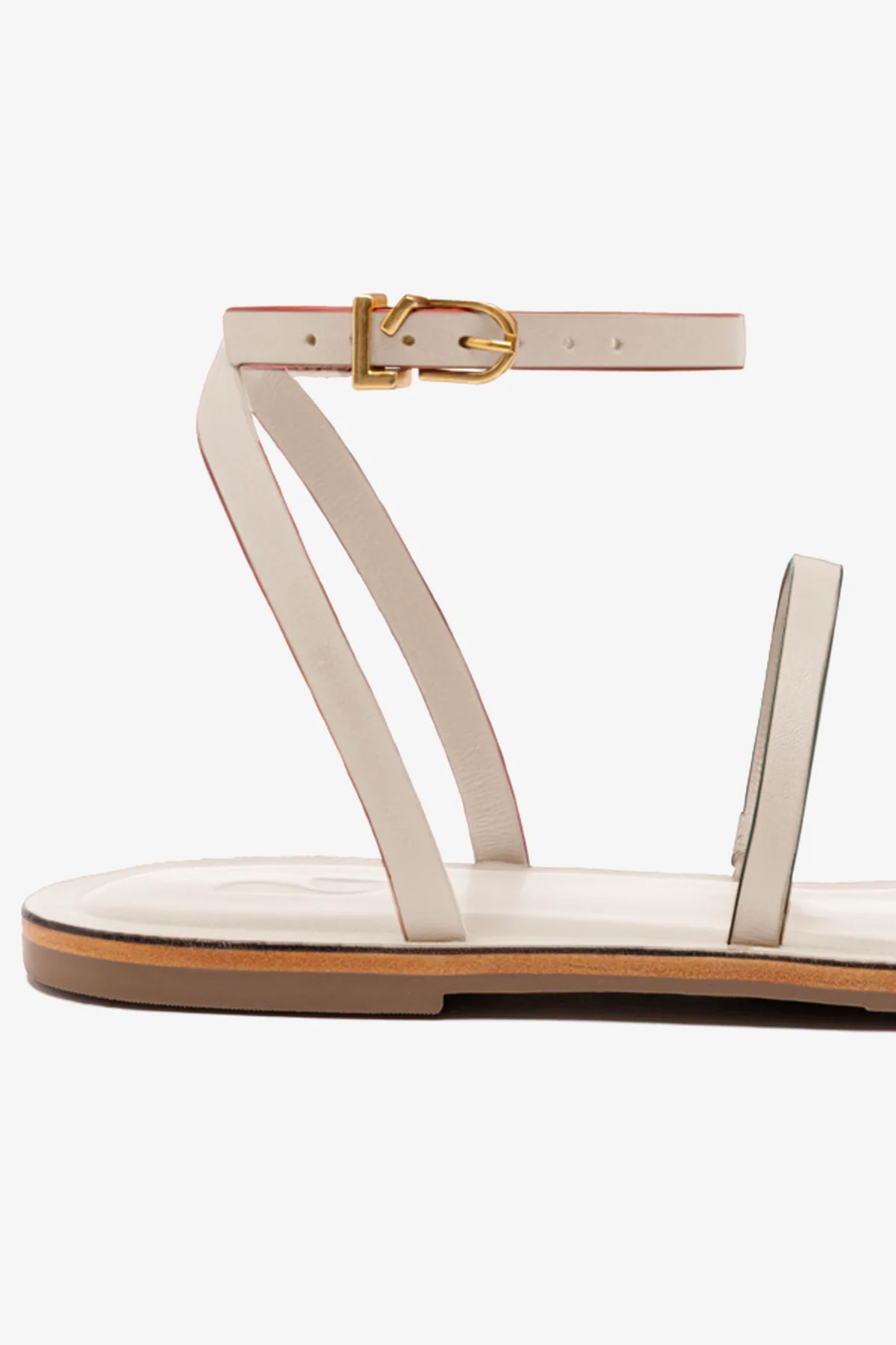 Biarritz Flat Sandal In Ivory Leather