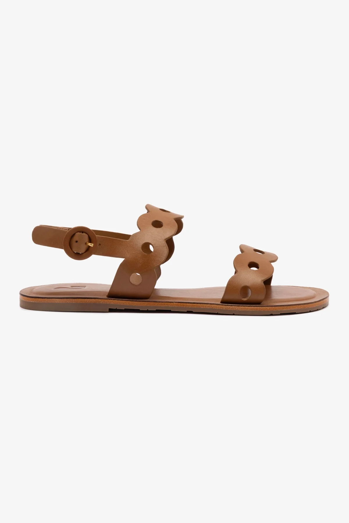Florence Flat Sandal In Light Caramel Leather