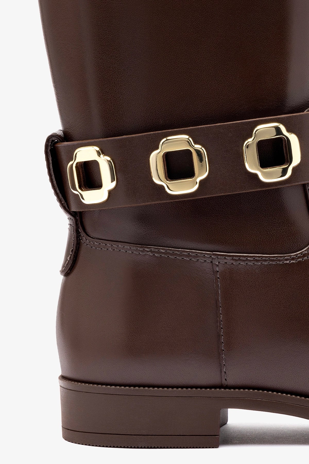 Milan Flat Bootie In Brown Water Resistant Leather