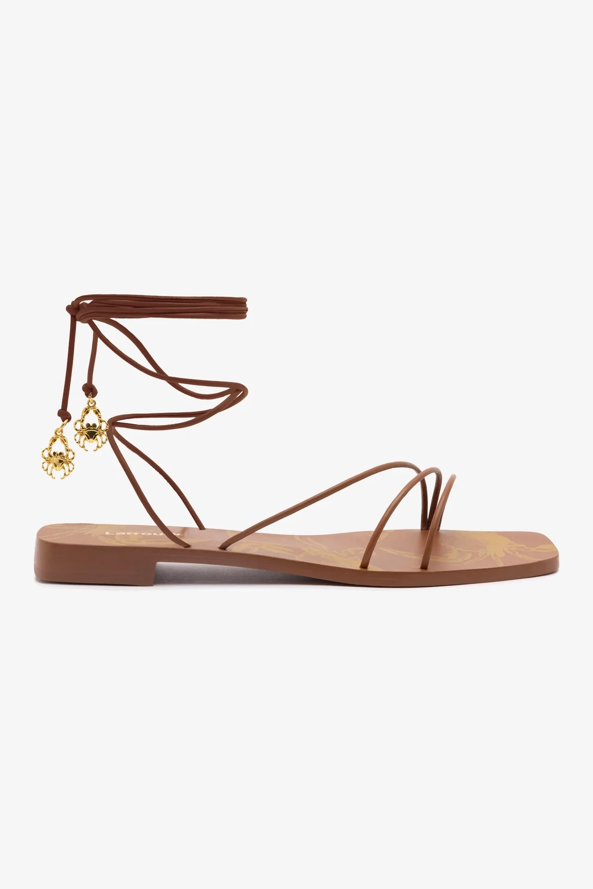 Nadia Flat Sandal In Caramel Leather