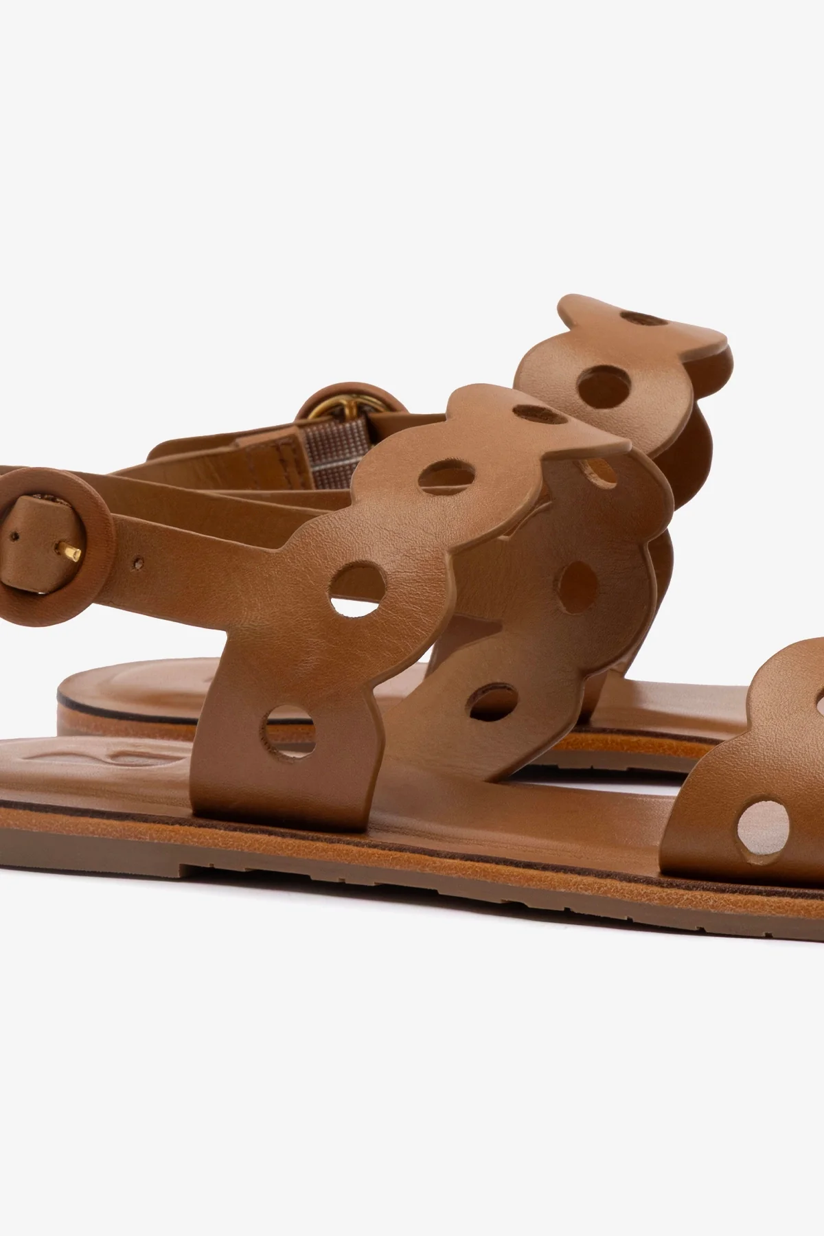 Florence Flat Sandal In Light Caramel Leather