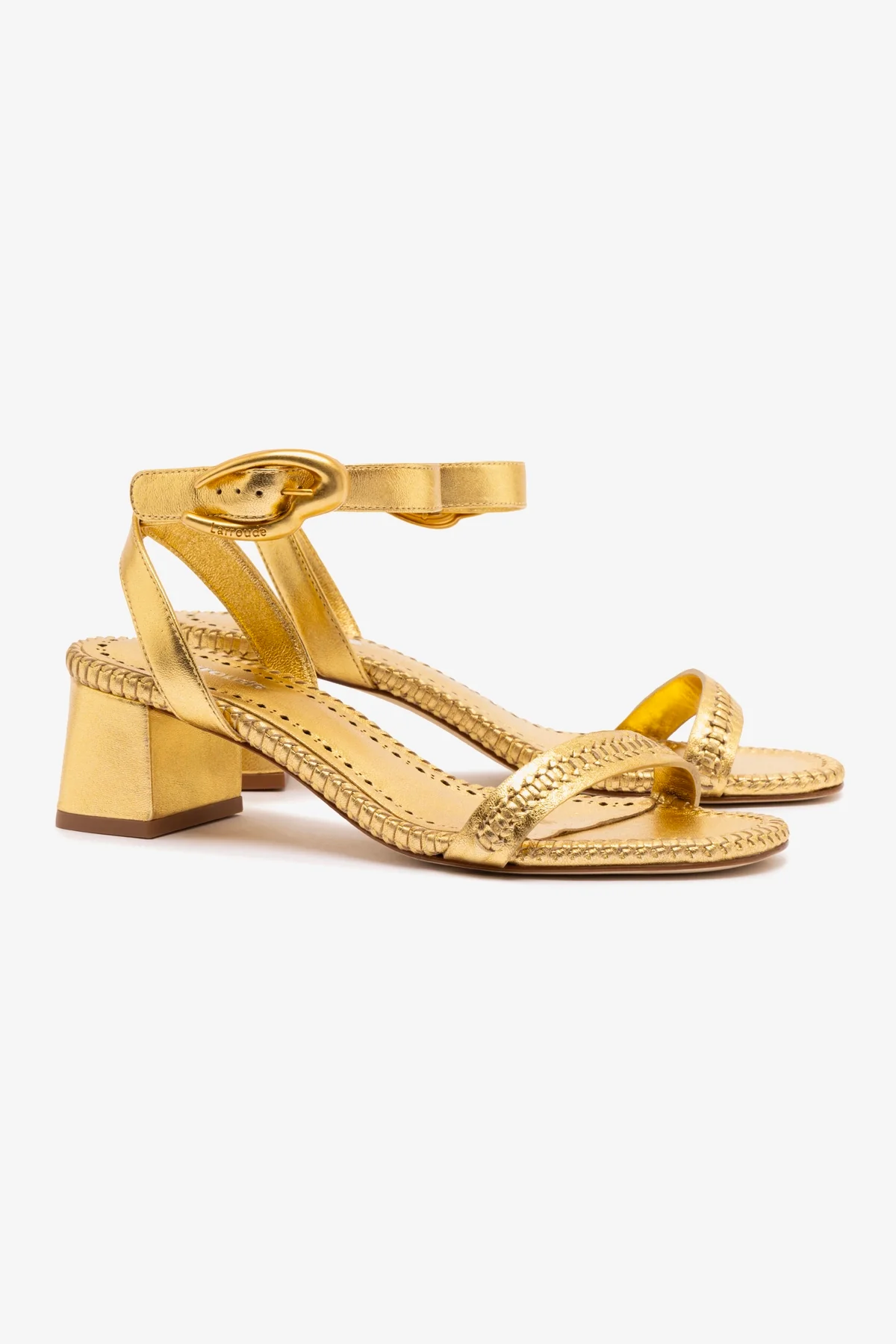 Verona Block Sandal In Gold Metallic Leather