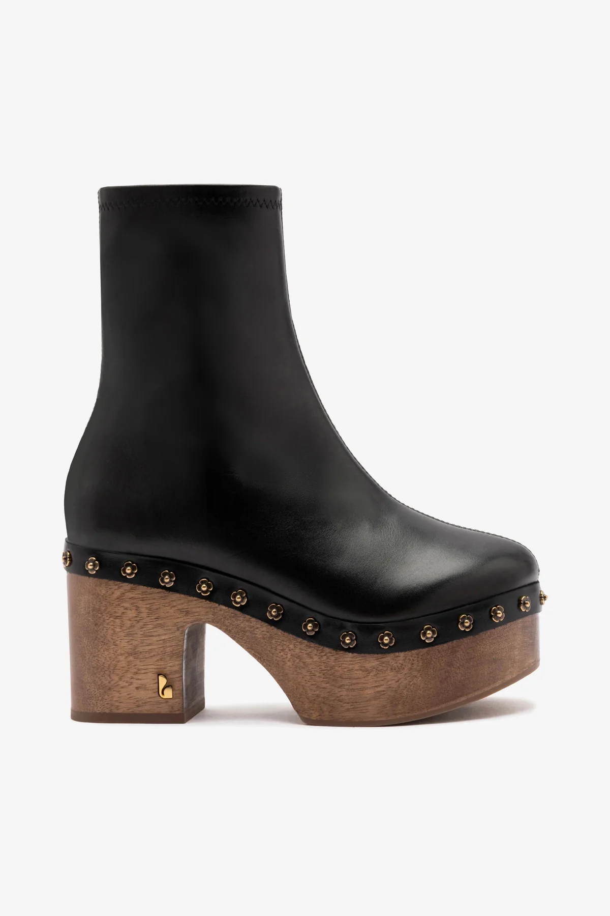 Miso Wooden Boot In Black Leather