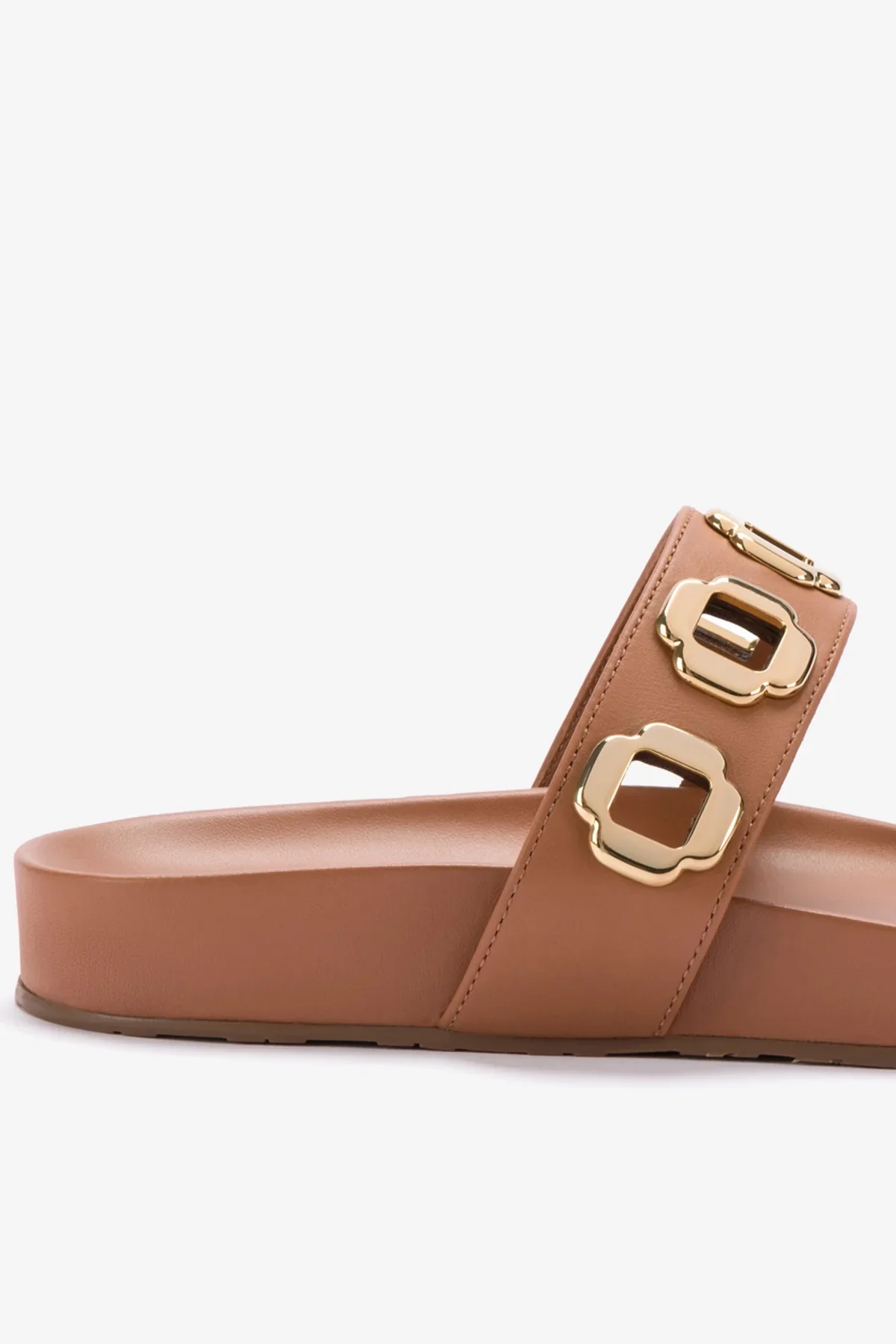 Milan Slide In Caramel Leather