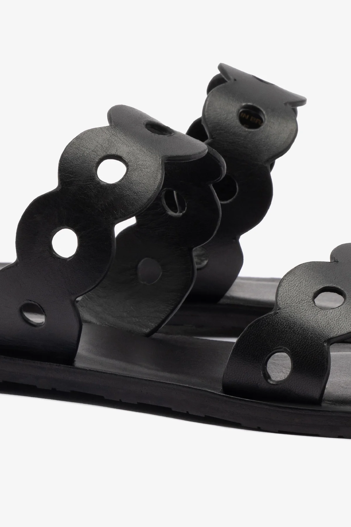 Florence Flat Mule In Black Leather