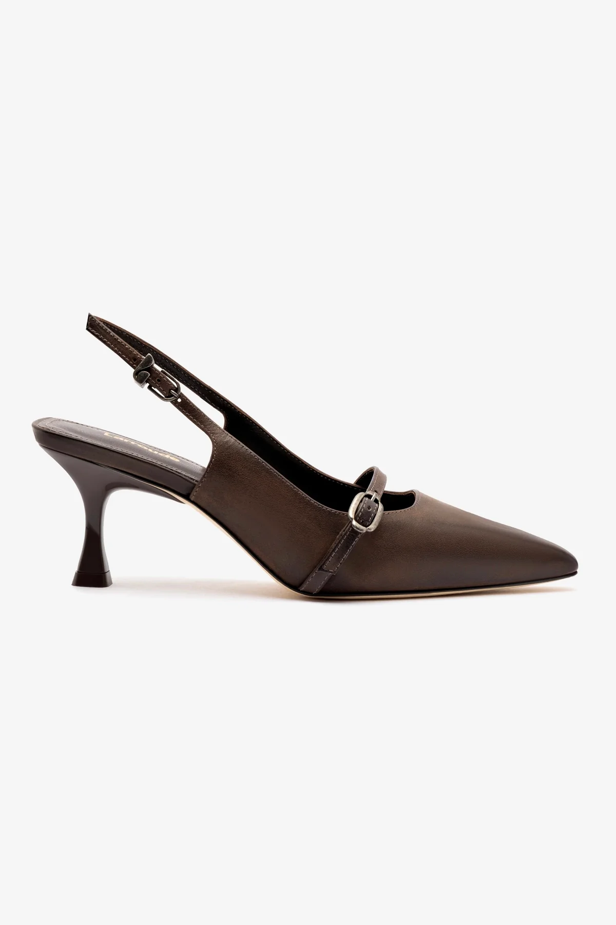 Ines Pump In Brown Shadow Leather