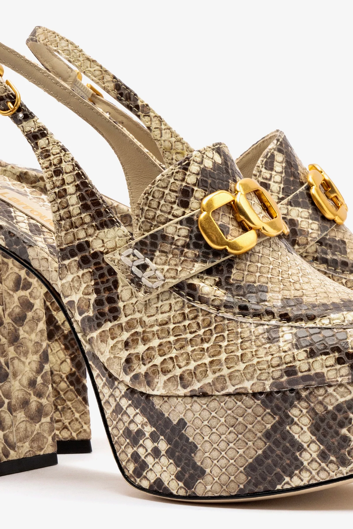 Harrington Loafer Hi In Neutral Snake Stamped Leather