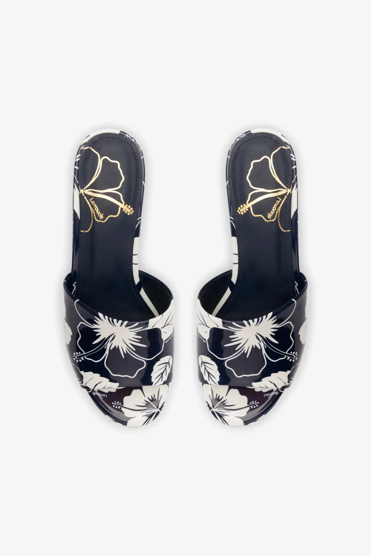 Miso Platform Sandal In Navy Printed Leather