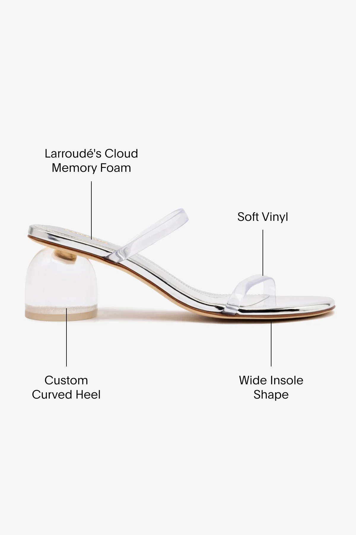 Dew Drop Mule In Silver Specchio and Vinyl