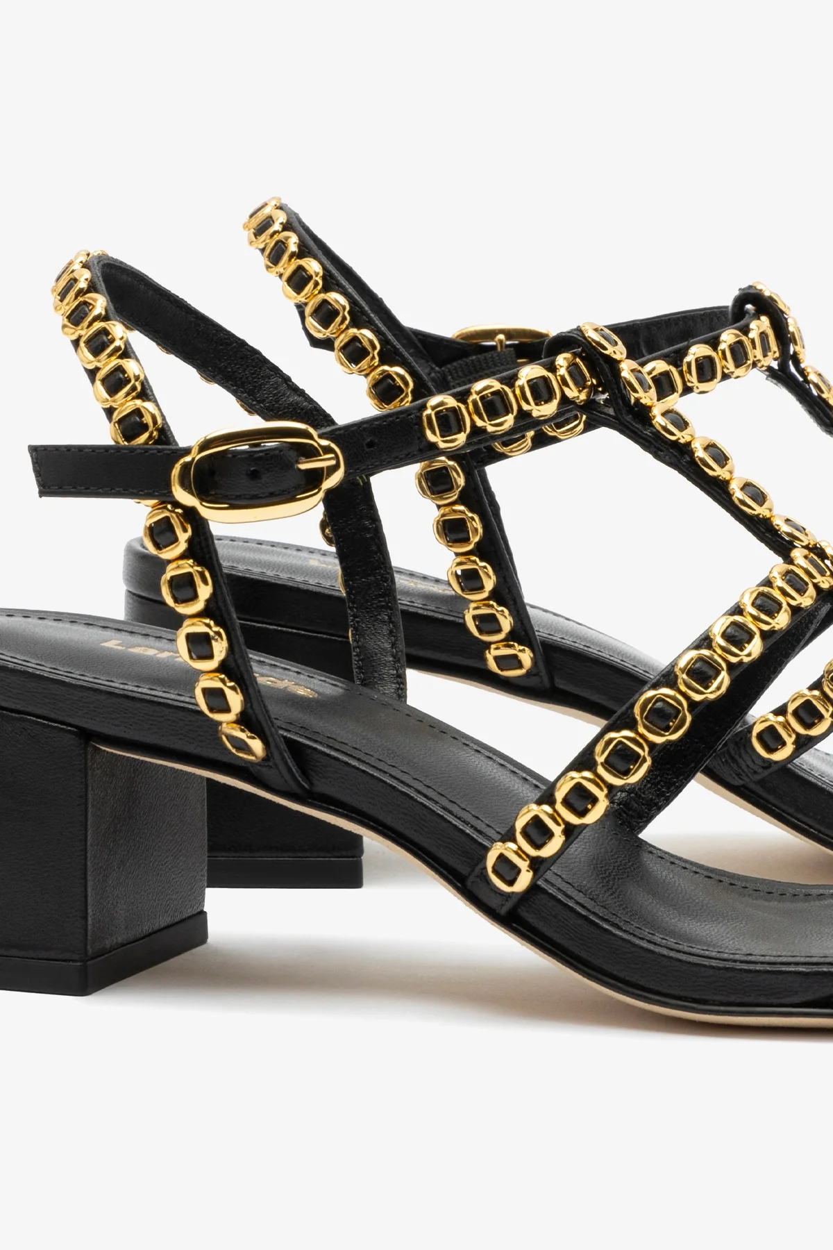 Milanina Block Sandal In Black Leather