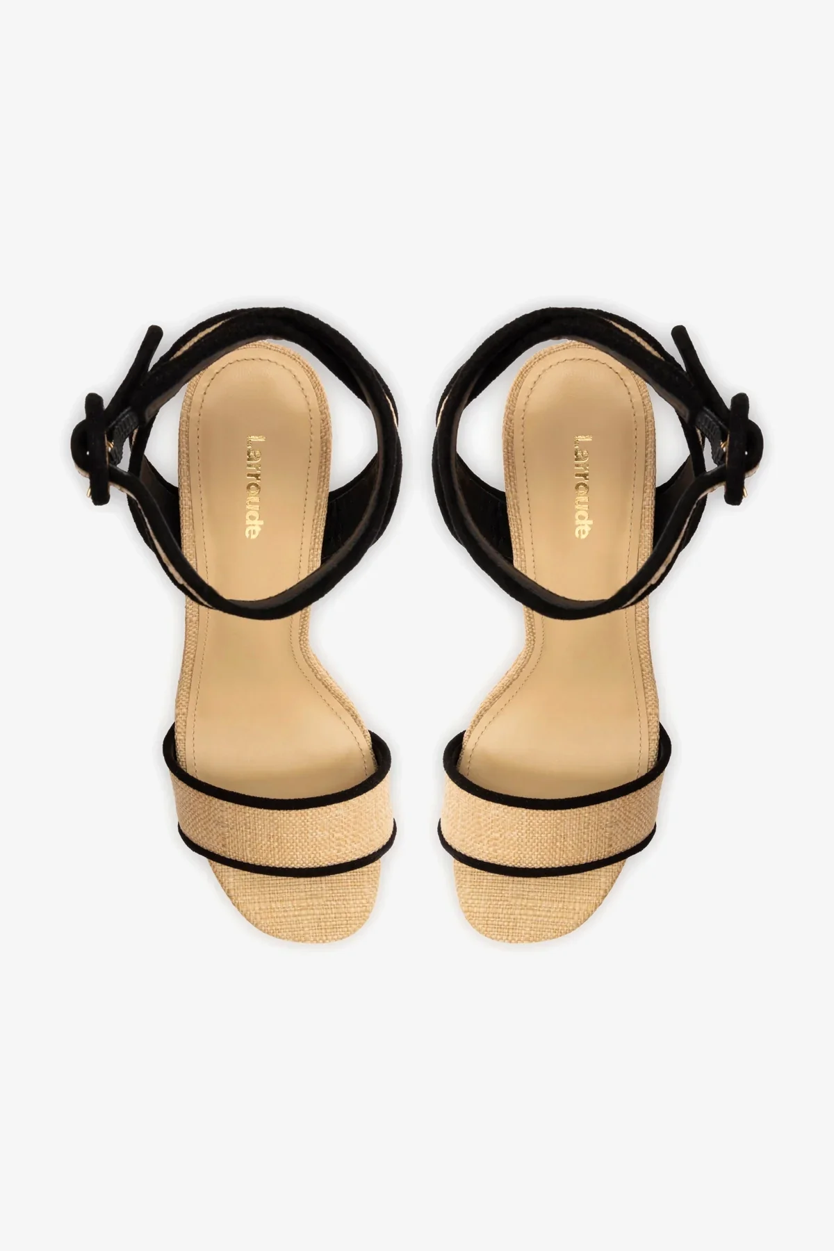 Dolly Sandal In Beige Raffia and Black Trimming