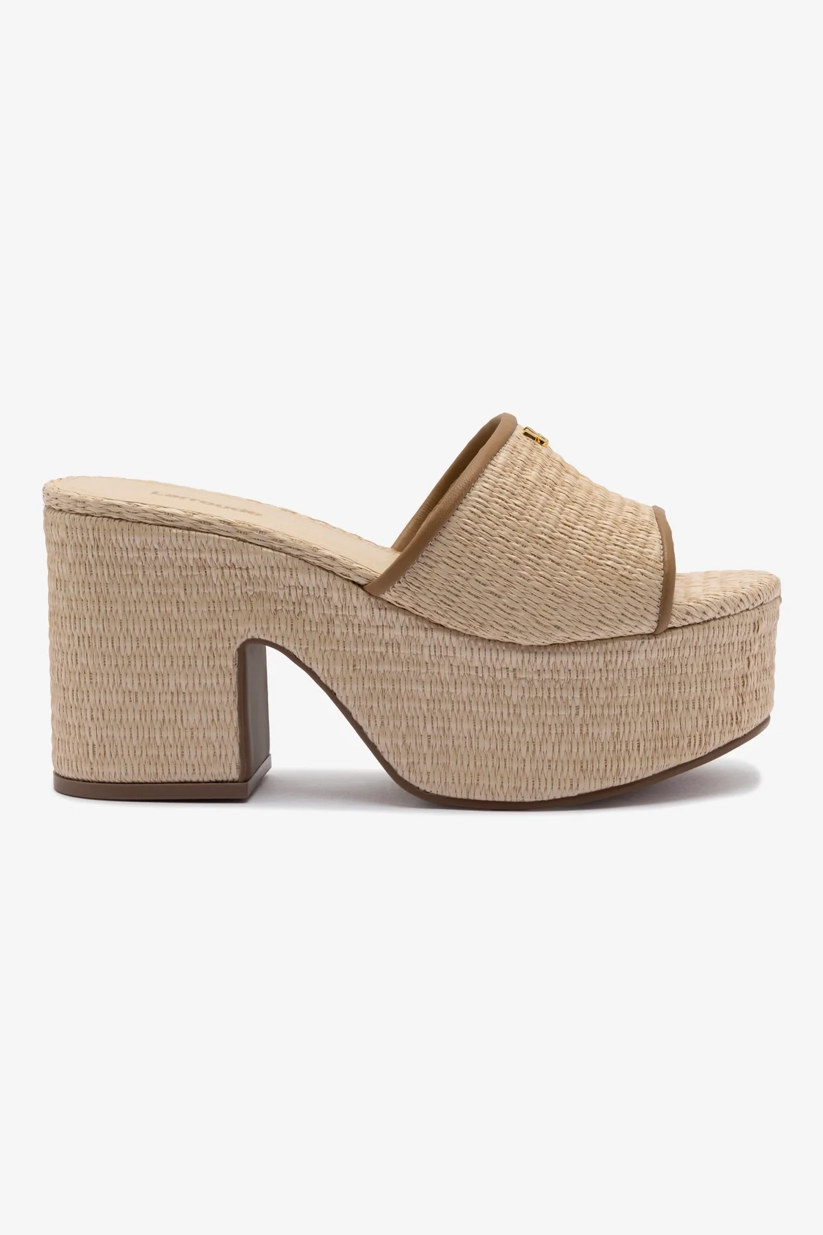 Miso Platform Sandal In Natural Raffia and Hazelnut Trimming