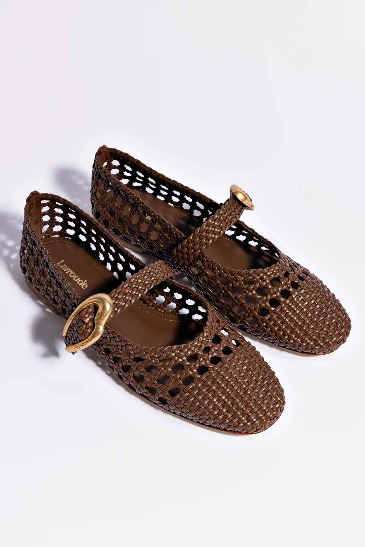 Verona Macrame Ballet Flat In Burnt Umber Leather