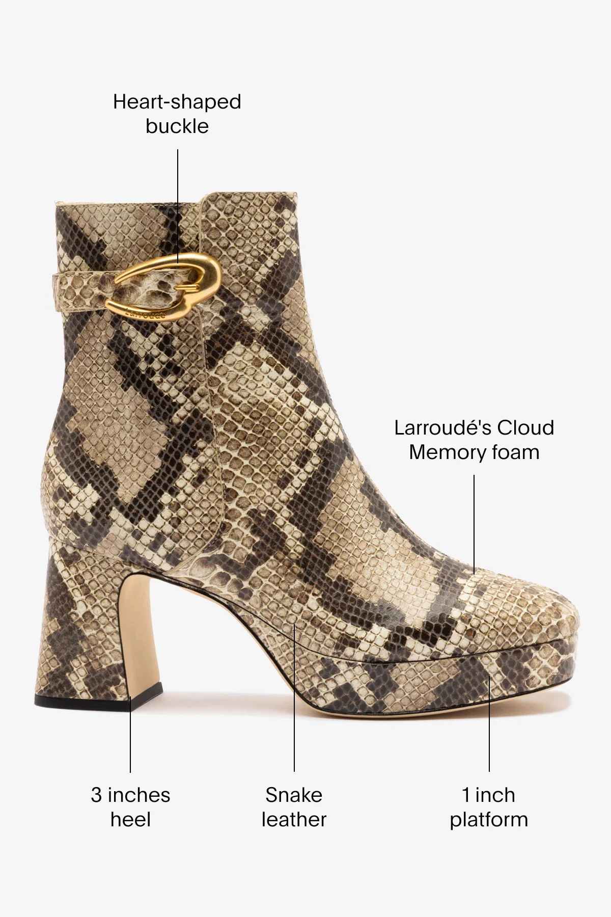 Dolly Verona Low Boot In Neutral Snake Leather