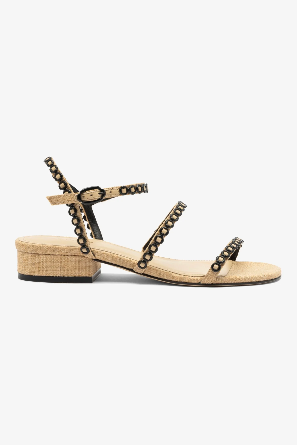 Milanina Flat Sandal In Beige Raffia