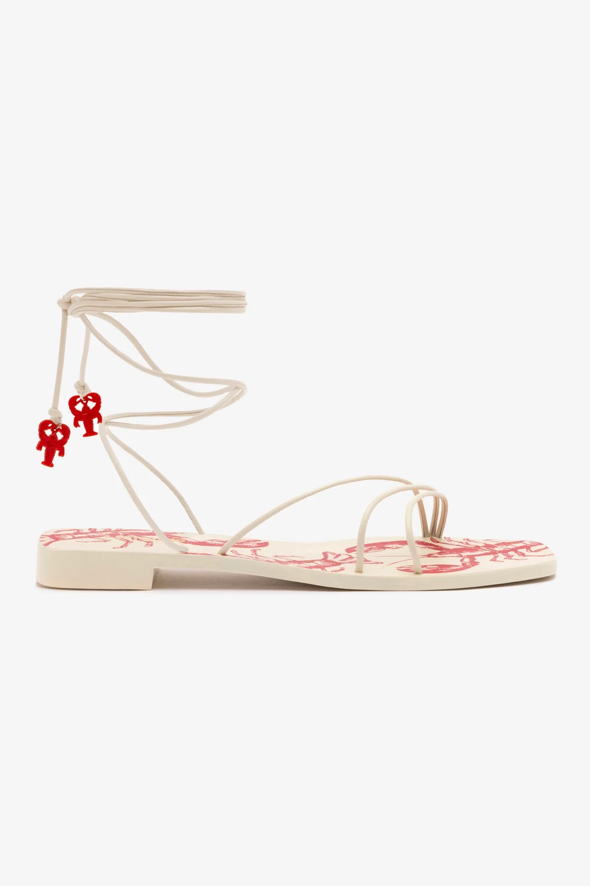 Nadia Flat Sandal In Ivory Leather
