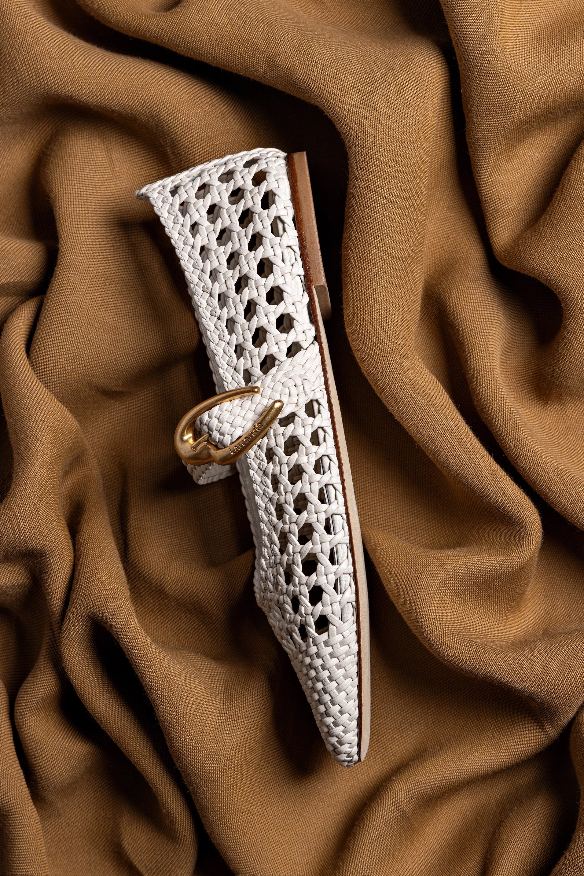 Verona Macrame Ballet Flat In Ivory Leather