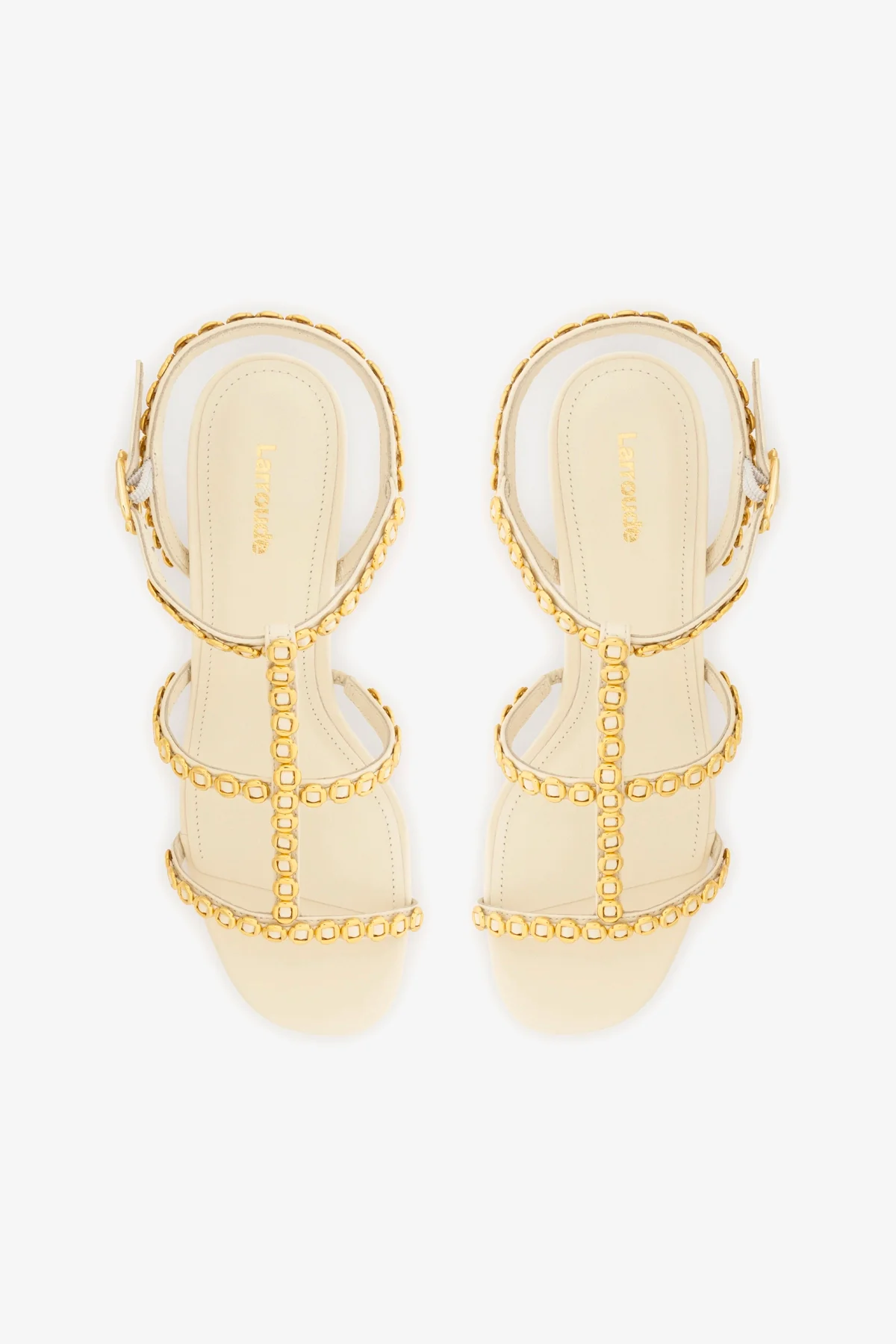 Milanina Block Sandal In Ivory Leather