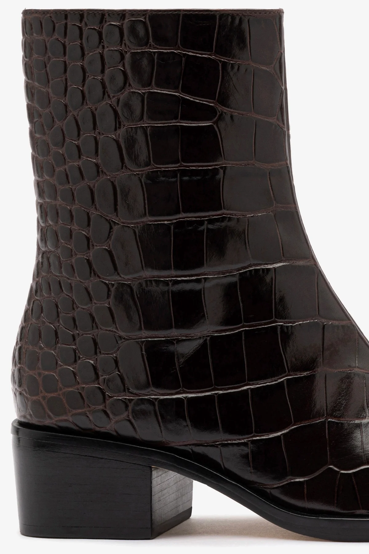 Florencia Low Boot In Croco Brown Leather
