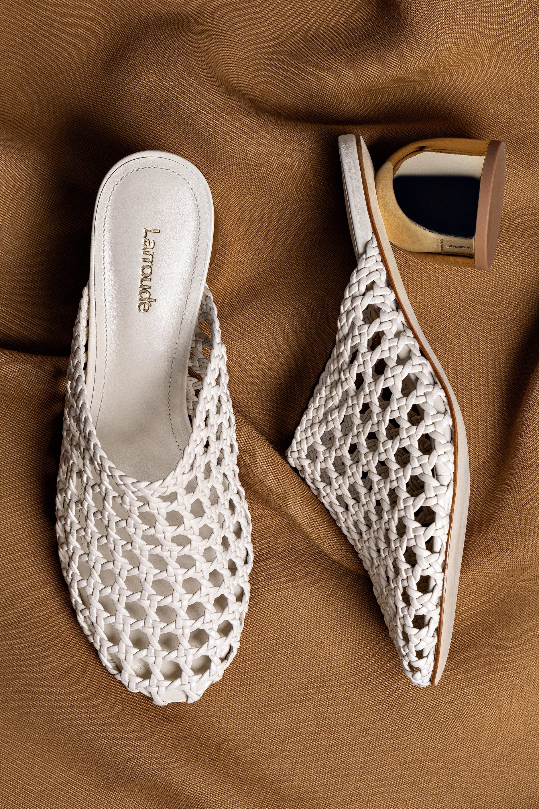 Dew Drop Macrame Mule In Ivory Leather