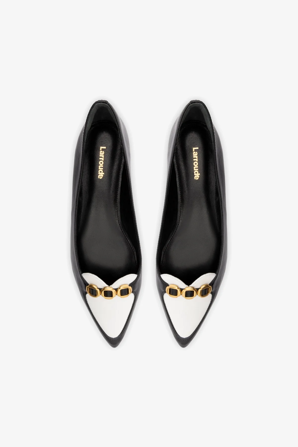 Audrey Flat In Black and White Leather