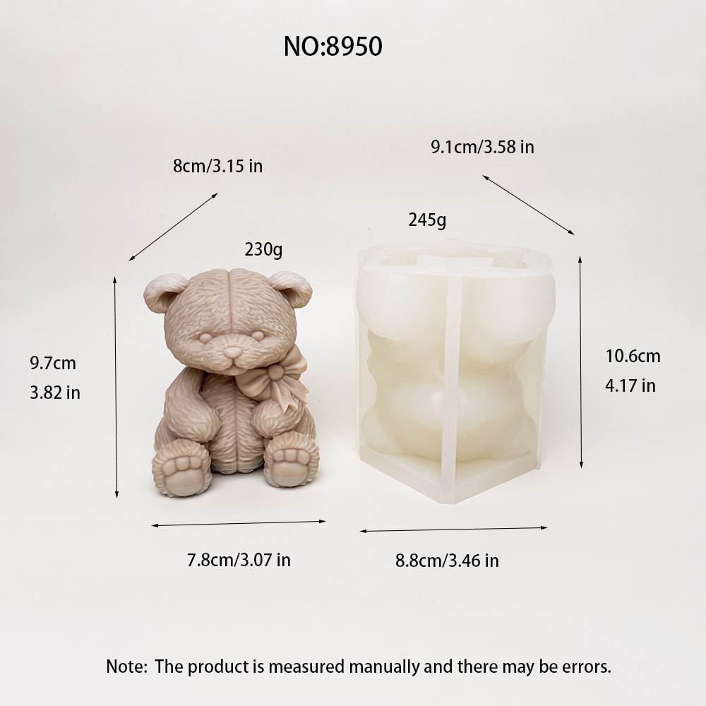 Adorable Silicone Teddy Bear Molds with Bow Ties – Perfect for Love-Themed Candles, Soaps, Resin Crafts & Valentine's Day Gifts – Silicone Mold for Candle, Soap, Resin | bksiliconestudto