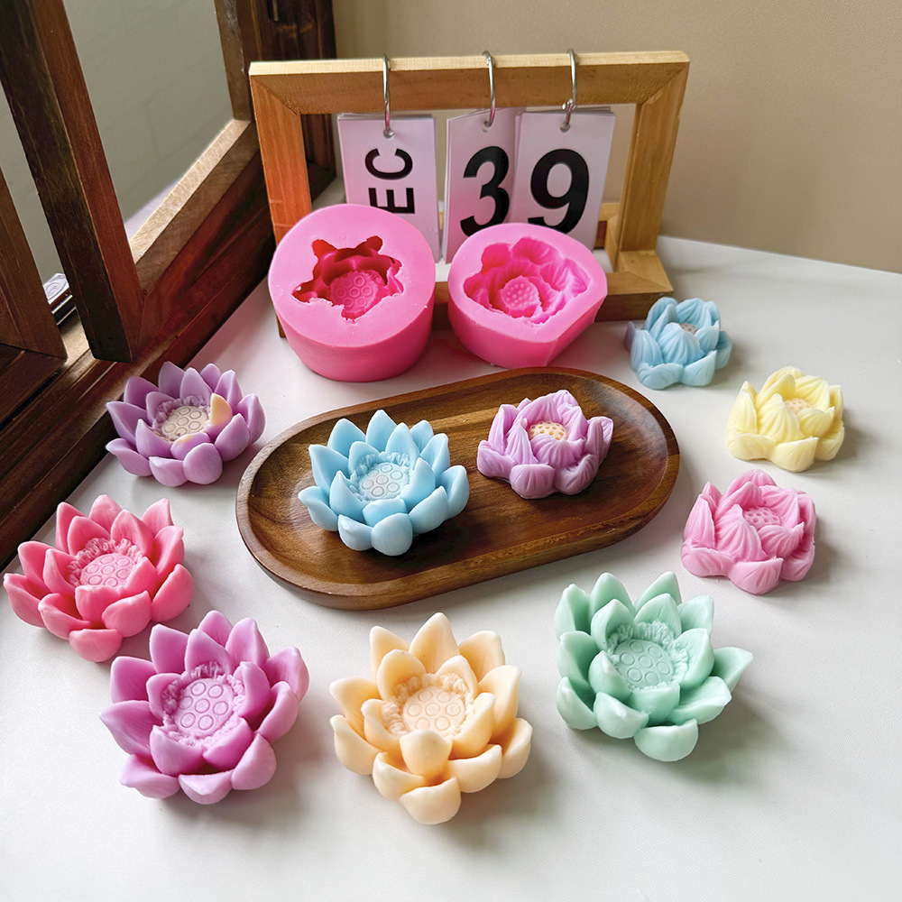 Lotus Flower Silicone Mold Fondant Aromatherapy Candle Cake Decoration Mold