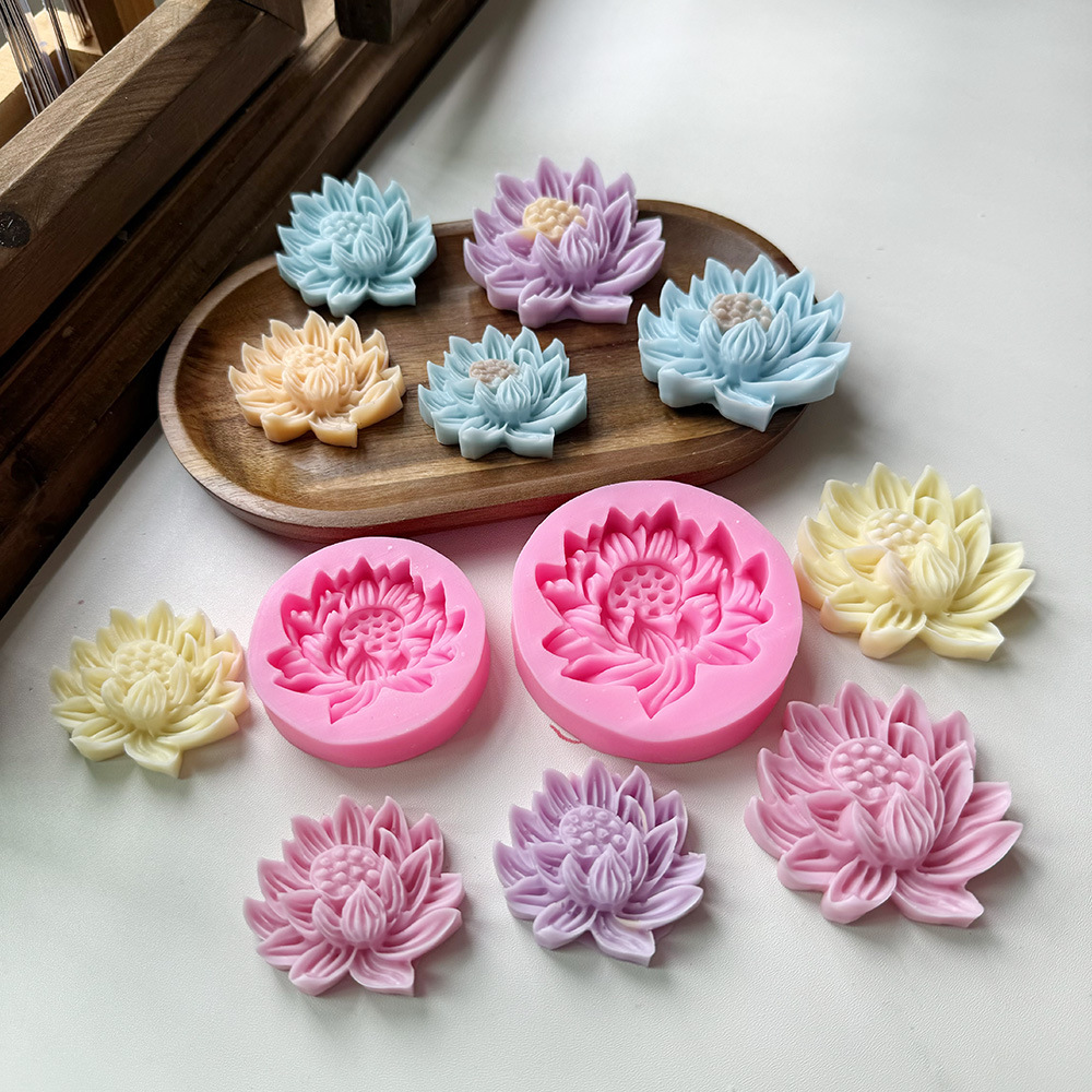 Lotus Flower Silicone Mold Fondant Aromatherapy Candle Cake Decoration Mold