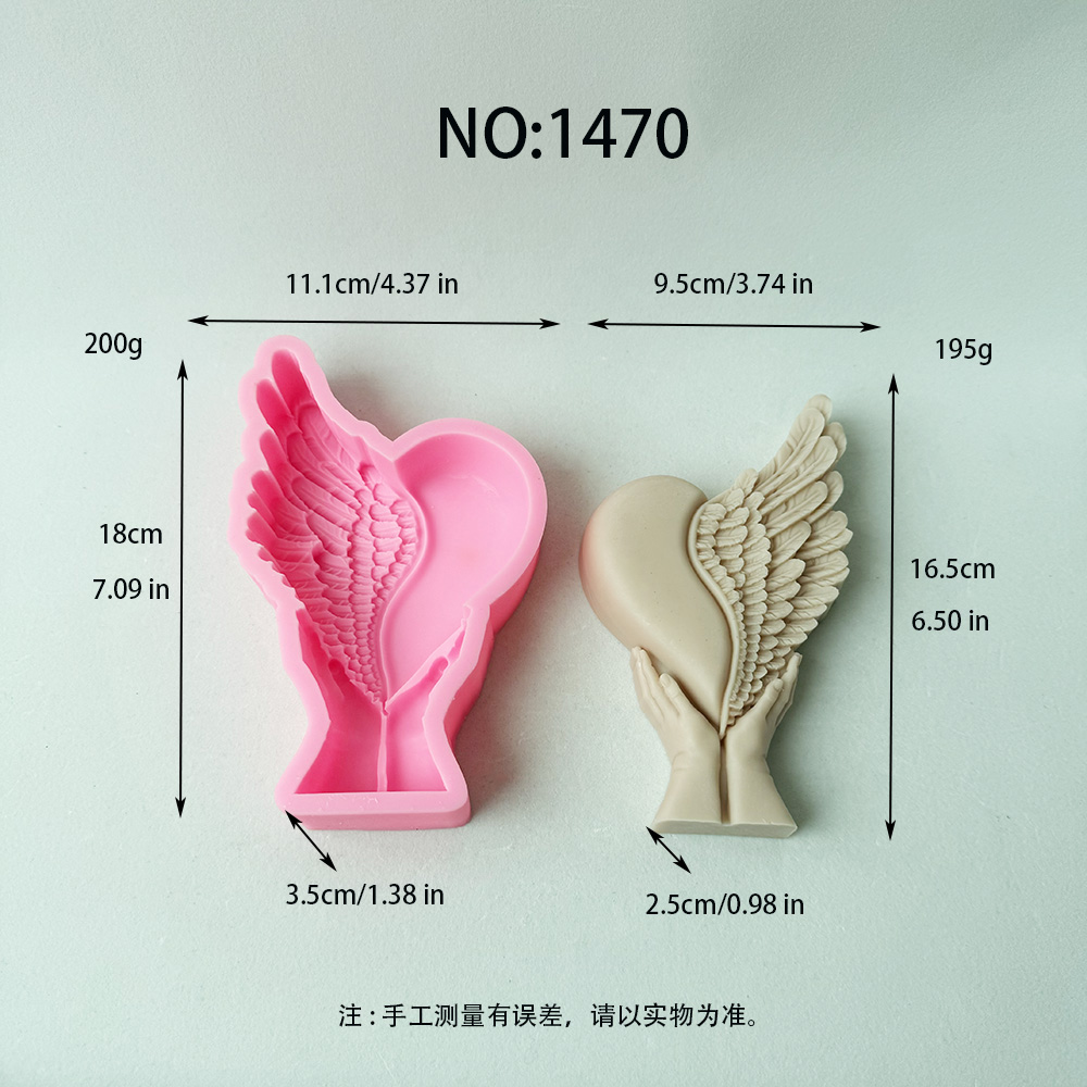 Angelic Heart - Winged Hand Sculptures – Silicone Mold for Candle, Soap, Resin | bksiliconestudto