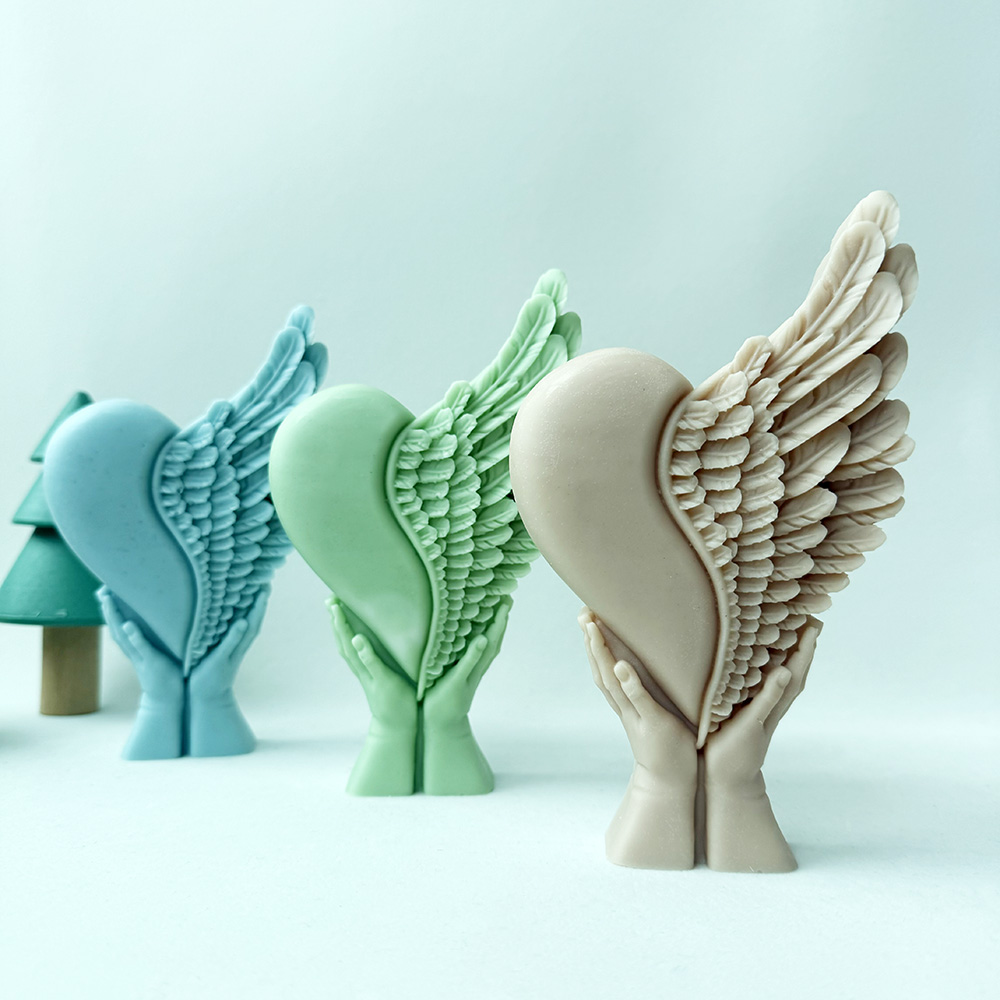 Angelic Heart - Winged Hand Sculptures – Silicone Mold for Candle, Soap, Resin | bksiliconestudto