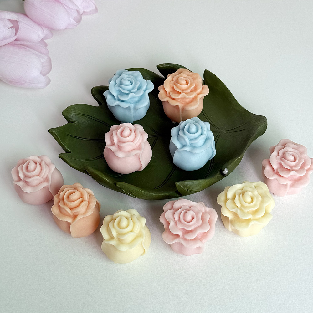 Pastel - Colored Rose - Shaped Candle Decorations – Silicone Mold for Candle, Soap, Resin | bksiliconestudto