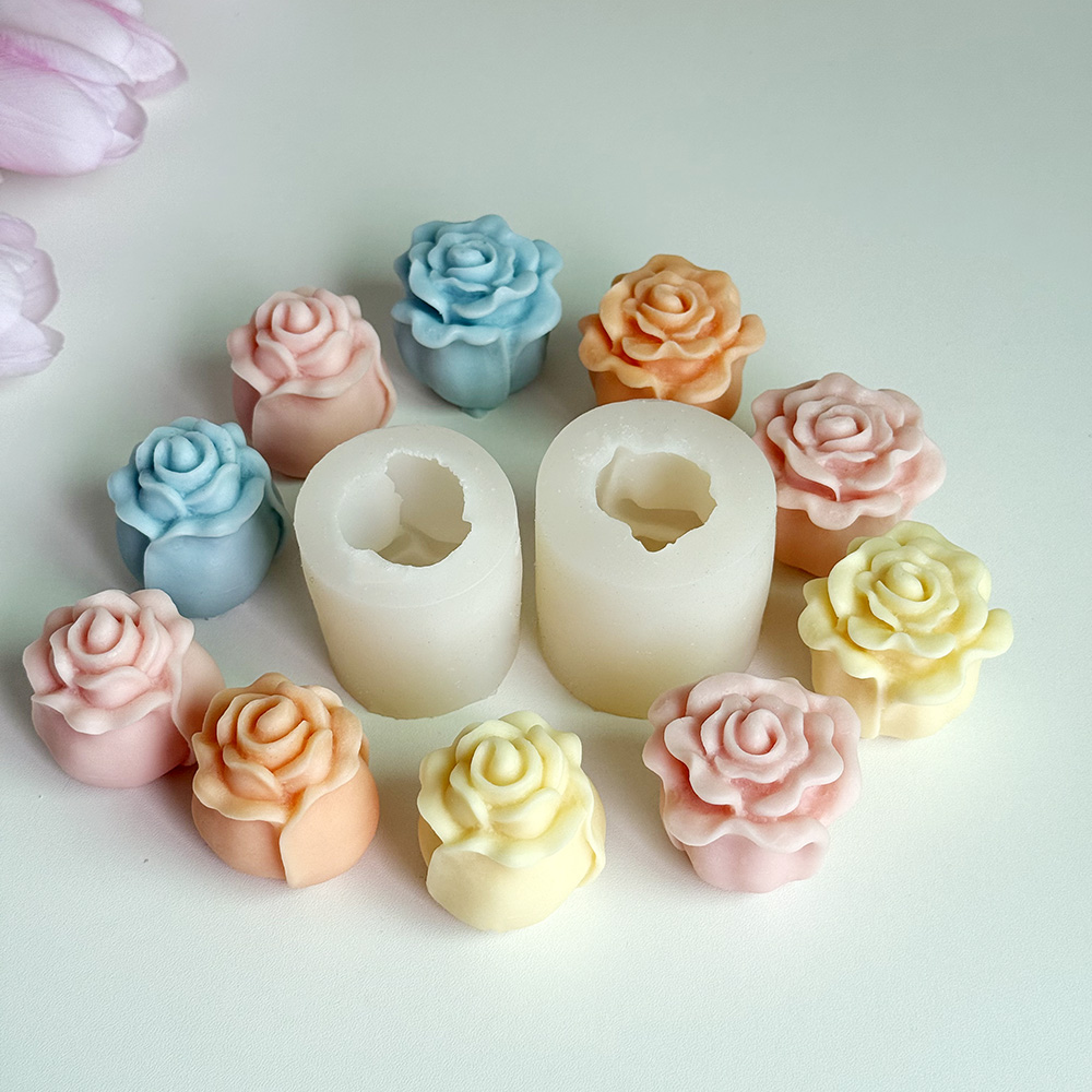 Pastel - Colored Rose - Shaped Candle Decorations – Silicone Mold for Candle, Soap, Resin | bksiliconestudto
