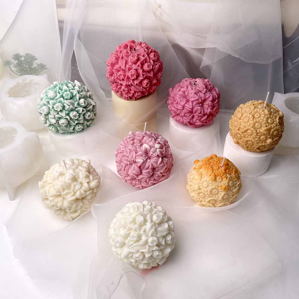 Blooming Sphere Candles: A Floral Symphony of Light – Silicone Mold for Candle, Soap, Resin | bksiliconestudto