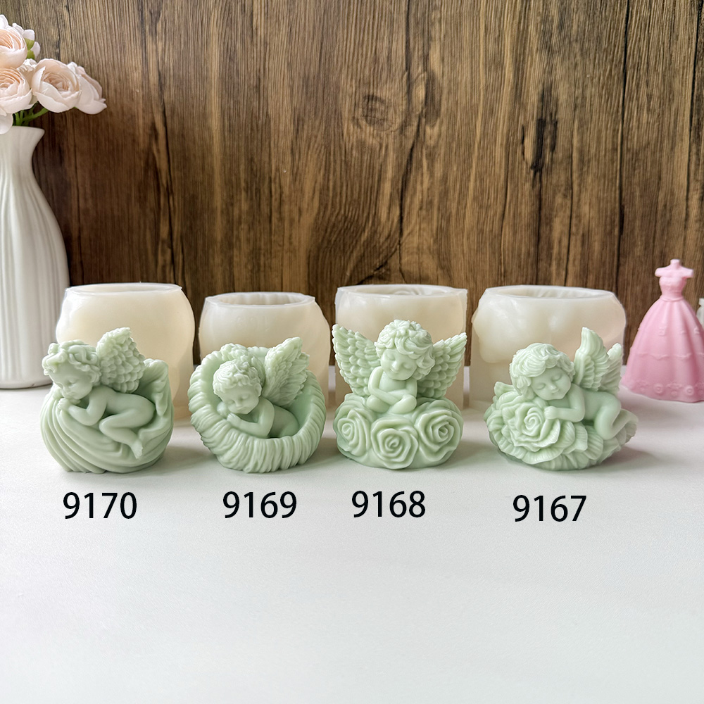 Angel - Shaped Candle Molds & Finished Candles Display – Silicone Mold for Candle, Soap, Resin | bksiliconestudto