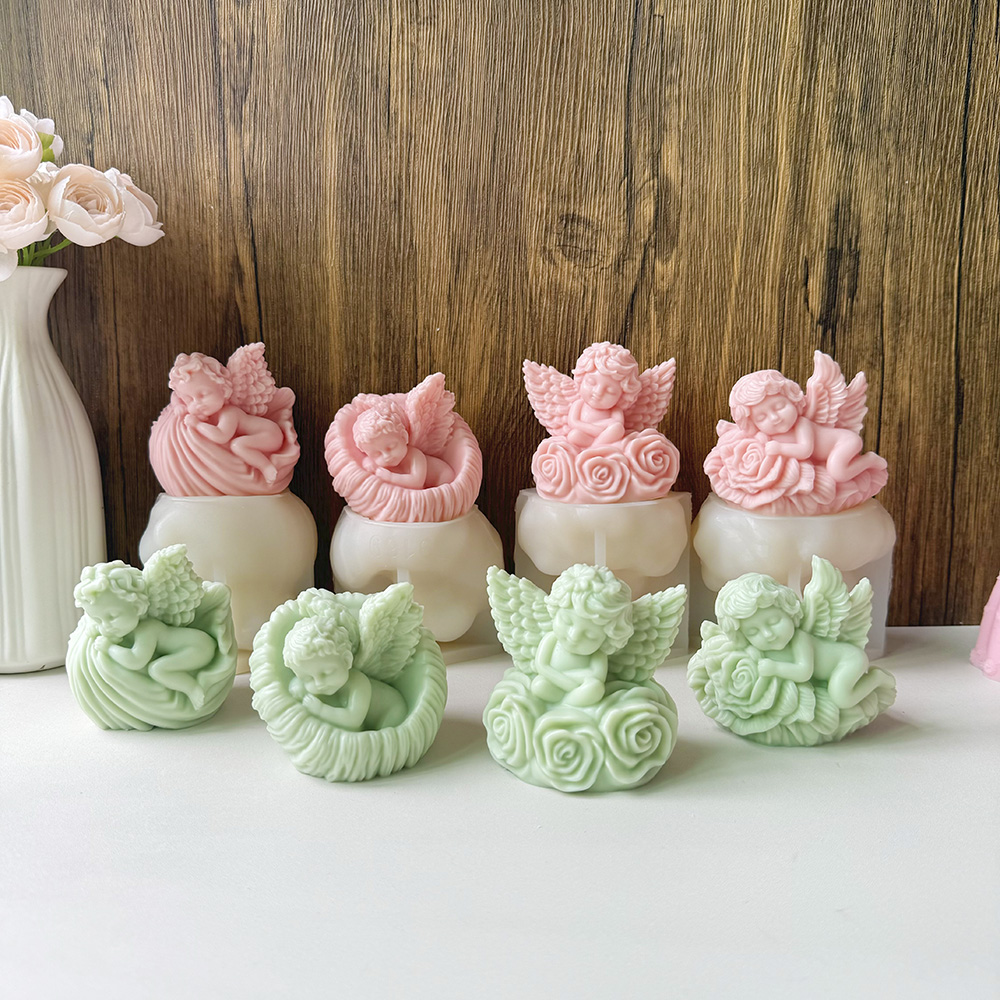 Angel - Shaped Candle Molds & Finished Candles Display – Silicone Mold for Candle, Soap, Resin | bksiliconestudto