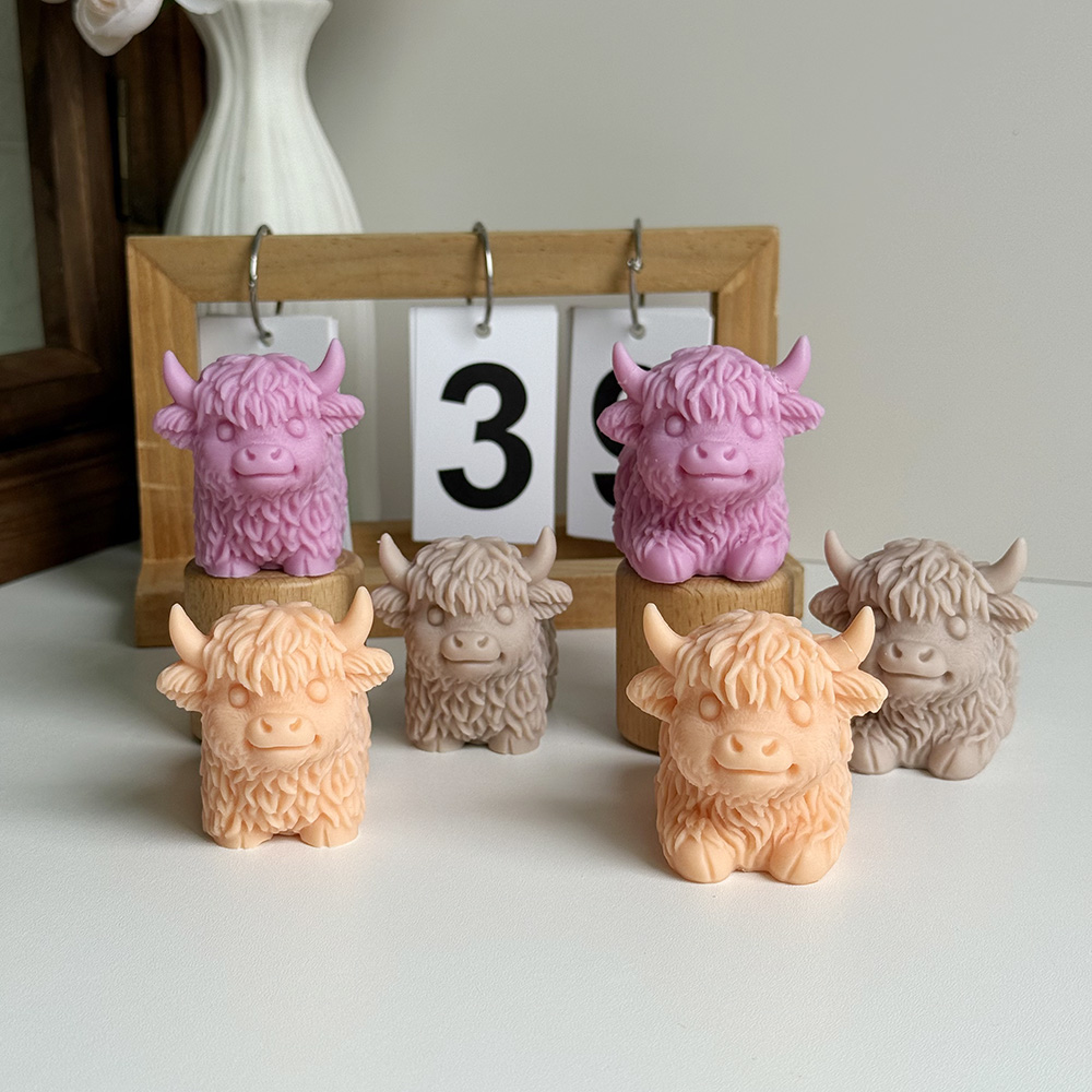 Fluffy Highland Cow Silicone Mold Creations – Silicone Mold for Candle, Soap, Resin | bksiliconestudto