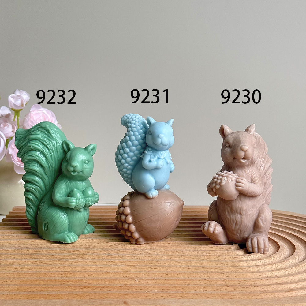 Cute Squirrel Silicone Mold & Finished Resin Craft – Silicone Mold for Candle, Soap, Resin | bksiliconestudto
