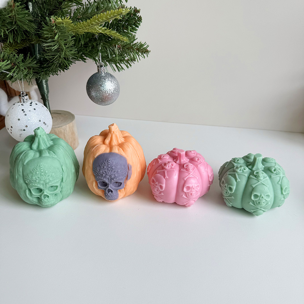 Pumpkin - Shaped Candle Molds with Skull Elements – Silicone Mold for Candle, Soap, Resin | bksiliconestudto