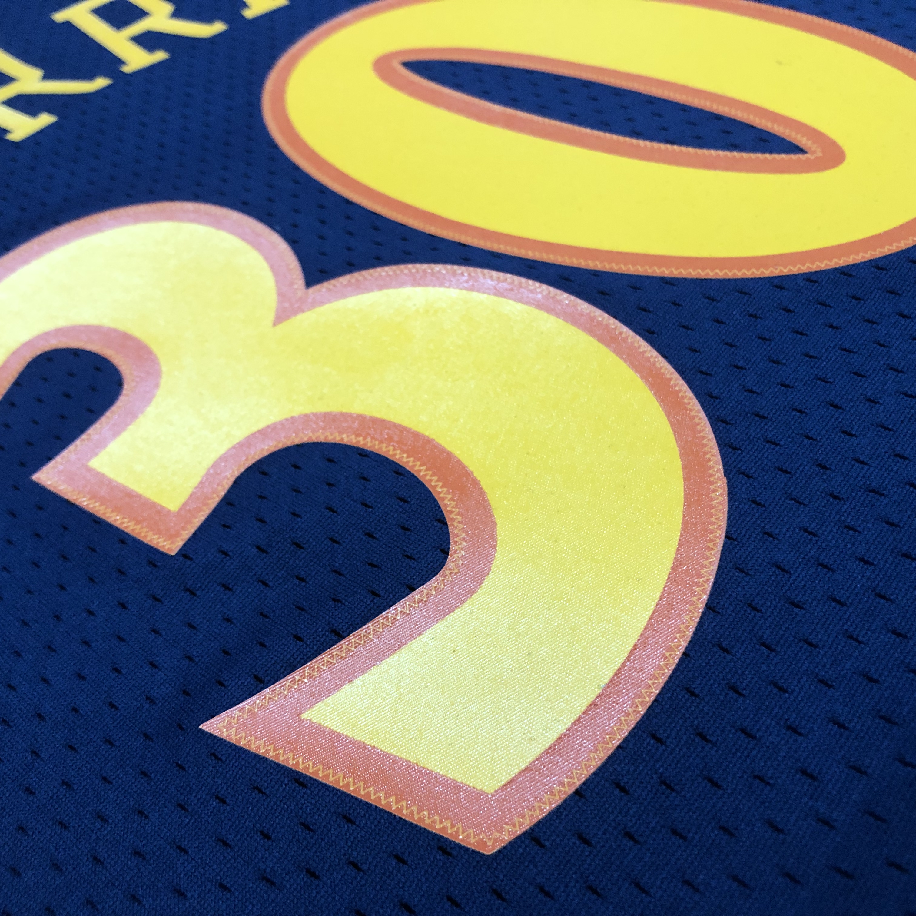 MN Heat Pressed Retro : SW Warriors 09/10 Dark Blue No.30 Curry