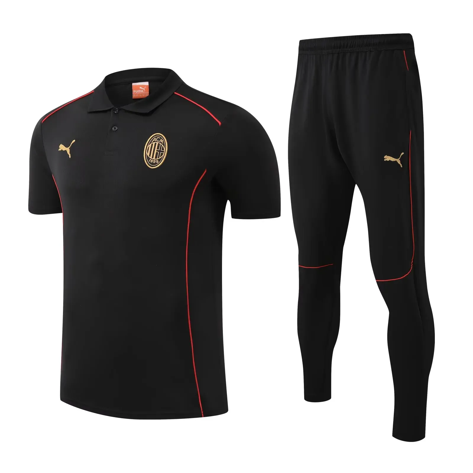 AC Milan Short Sleeves Long Pants Black
