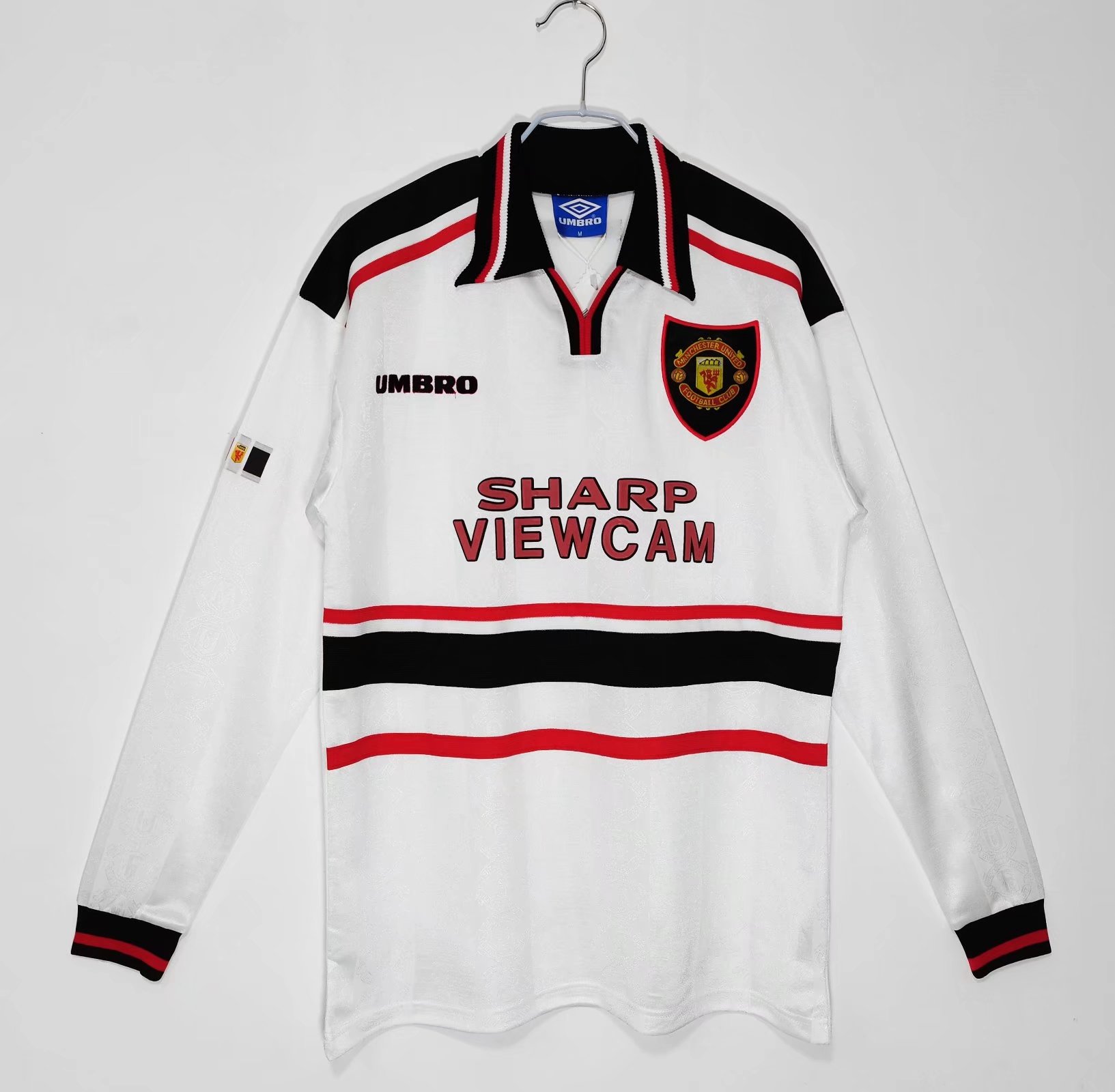 Retro Manchester United 97/99 Away -Branco Long Sleeves